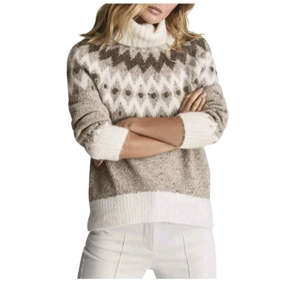 Reiss Womens Amy Faire Isle Sweater Size Small Roll Neck